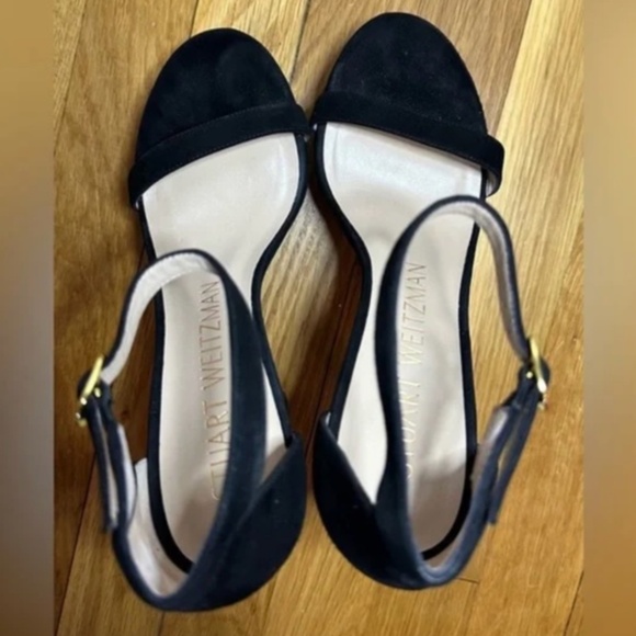 Stuart Weitzman Nudist Hollywood Platform Heels - Black Suede Sz 7 - Picture 8 of 9